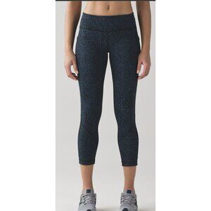 Lululemon Pace Rival Crop (22") Shatter Weave Desert Teal Alberta Lake/Black Sz6